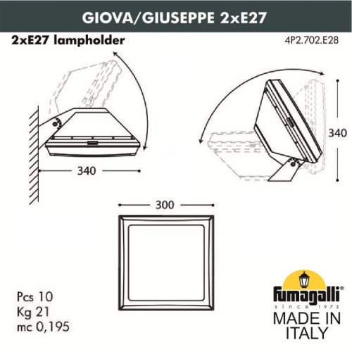 Настенный светильник Fumagalli Guizeppe 4P2.702.000.LYF1R