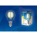 Лампа светодиодная филаментная (UL-00003248) Uniel E14 7,5W 3000K прозрачная LED-CW35-7,5W/WW/E14/CL GLA01TR