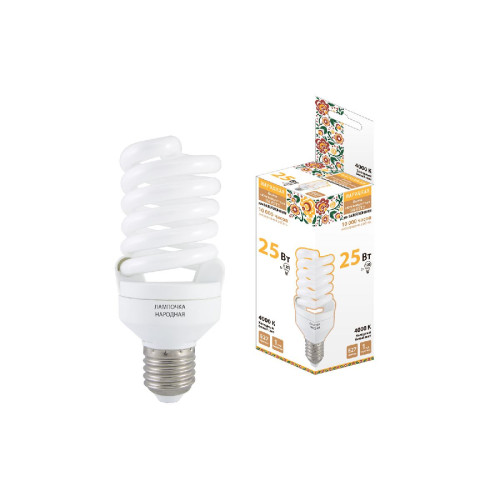 Лампа люминесцентная TDM Electric Народная E27 25W 4000K матовая SQ0347-0063