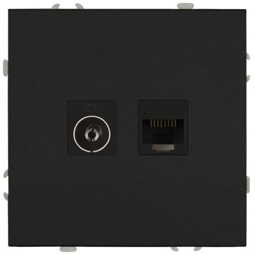 Розетка Эра Galaxy 15-3110-05 комбинированная RJ45+TV IP20 антрацит Б0070784
