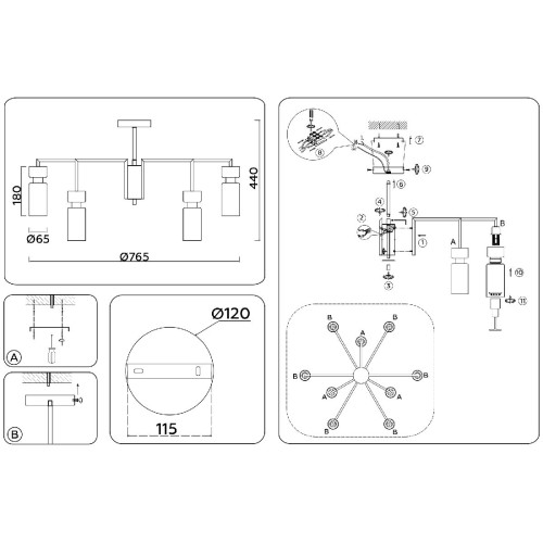 Люстра на штанге Ambrella Light High Light Heigh Light LH56128