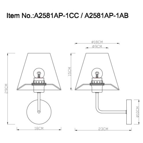 Бра Arte Lamp ELBA A2581AP-1CC