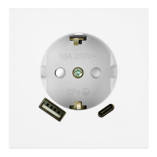 Розетка 1-местная 16А + USB + Type C (механизм) Stekker 250В 20W Мия RST16-3119-01 50438