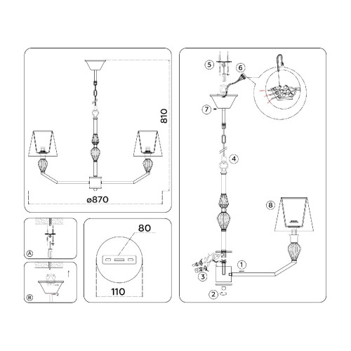 Подвесная люстра Ambrella Light High Light Ceramo Classic LH75063