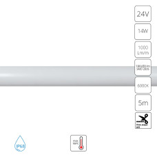 Гибкий влагозащищенный  неон Arte Lamp Neon Termo 24V 14W/m 6000K 5m IP68 A2418013-03-6K