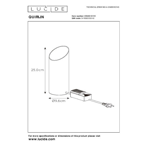 Настольная лампа Lucide Quirijn 09533/01/31
