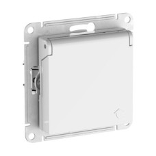 Розетка с заземл. со шторк. с крышкой, 16А,IP20, мех., быстрозажим. клем. Systeme Electric AtlasDesign Белый ATN000146S