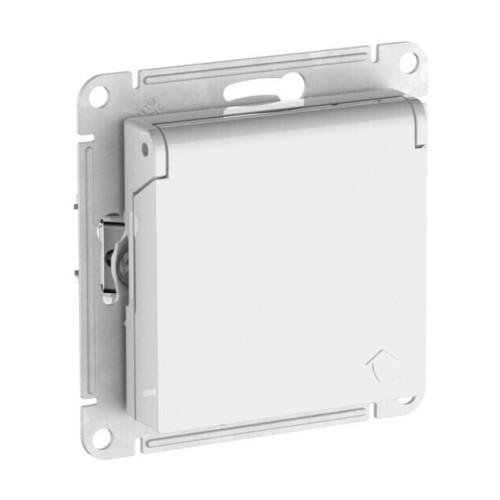 Розетка с заземл. со шторк. с крышкой, 16А,IP20, мех., быстрозажим. клем. Systeme Electric AtlasDesign Белый ATN000146S