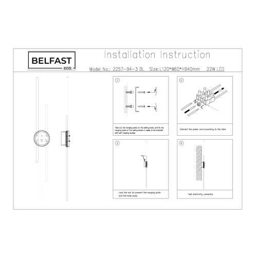 Настенный светильник Belfast Medway 2257-94-3 BL
