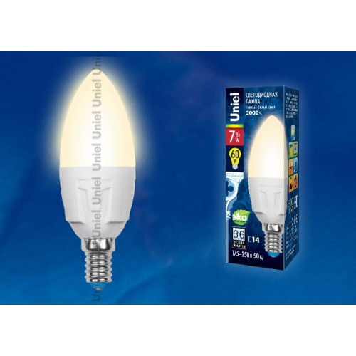 Лампа светодиодная (UL-00002412) Uniel E27 7W 4000K матовая LED-C37 7W/NW/E27/FR PLP01WH