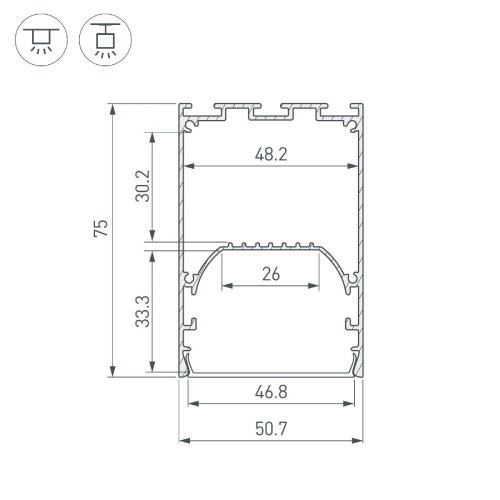 Алюминиевый профиль Arlight LINE-S-5075-2000 ANOD 041646