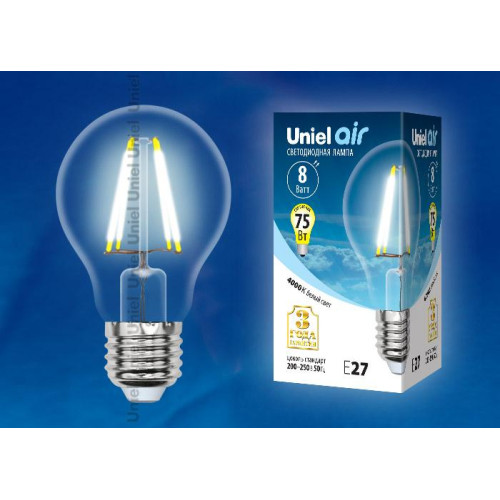 Лампа светодиодная филаментная (UL-00003763) Uniel E40 40W 6500K прозрачная LED-ED90-40W/DW/E40/CL GLP05TR