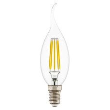 Лампа светодиодная филаментная Lightstar LED Filament Е14 6W 4000K свеча на ветру прозрачная 933604