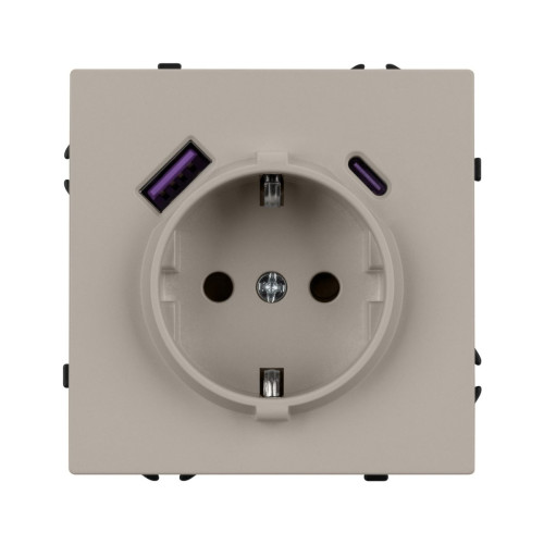 Механизм розетки с USB зарядкой Arlight  SCT-NOBE-MUAC-SFPL-CA (230V, 16A) 059444