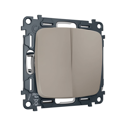 Комплект механизма 2-клавишного перекрестного выключателя Ambrella Volt 10A-250V OMEGA MO363030 Серо-бежевый матовый QUANT (OP3630, VM125)
