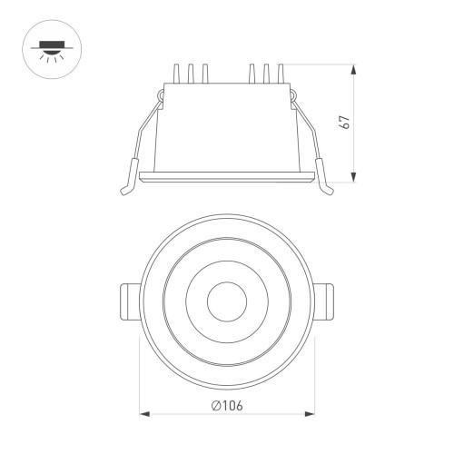 Встраиваемый светильник Arlight MS-ALORA-BUILT-R106-9W Day4000-MIX 048082