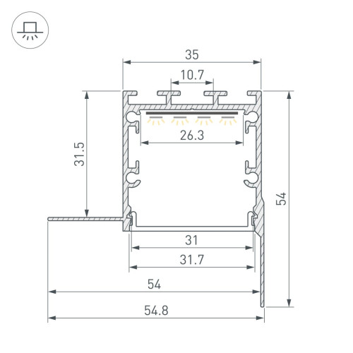 Профиль Arlight LINIA32-FANTOM-EDGE-2000 ANOD (Алюминий) 056263