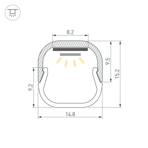 Профиль Arlight LINE-D-1515-2000 SQUARE ANOD (Алюминий) 061083