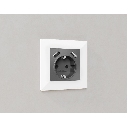 Комплект механизма розетки 2USB A+A 18W (быстрая зарядка) с/з Ambrella Volt Alfa MA659010