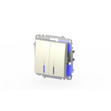 Выключатель двухклавишный с подсветкой ELBI Zena Vega 609-010300-203