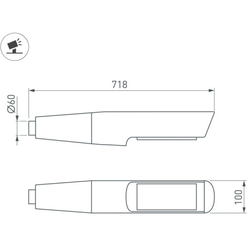 Уличный светильник Arlight OXOR-NOXT-EMP-718x100-50W Day4000 (BK, 120 deg, 230V) IP65 052480