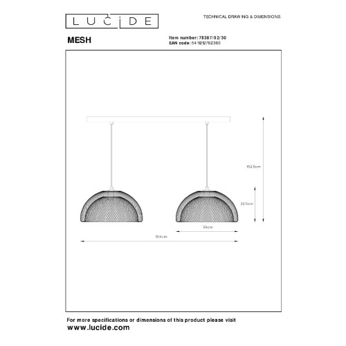 Подвесной светильник Lucide Mesh 78387/02/30