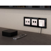 Лицевая панель Alfa (Жемчуг) для компьютерной/телефонной двойной розетки RJ-45/RJ-11 Quant Ambrella Volt AP2121