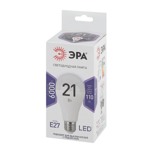 Лампа светодиодная Эра E27 21W 6000K LED A65-21W-860-E27 Б0035333