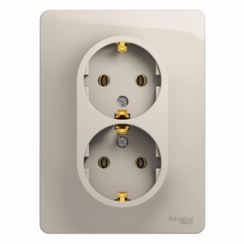 Розетка 2-ая с/з (в сборе) Systeme Electric Glossa Молочный GSL000924