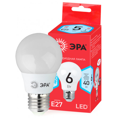 Лампа светодиодная Эра E27 6W 4000K LED A55-6W-840-E27 R Б0050688