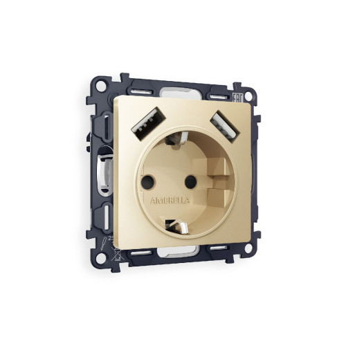 Комплект механизма розетки 2USB A+A 18W (быстрая зарядка) с/з Ambrella Volt Alfa MA609010