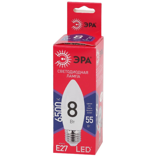 Лампа светодиодная Эра E27 8W 6500K LED B35-8W-865-E27 R Б0045342