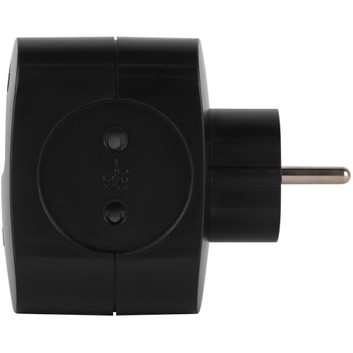 Разветвитель электрический ЭРА SP-4-3USBAC-B на 4 розетки + 3 USB A+C со шторками 10А черный Б0069084