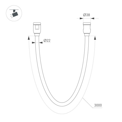 Трековый светильник Arlight ART-APRIORI-TUBE-ELASTIC-R38-L3000-25W Warm3000 053987