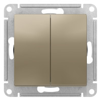 Переключатель 2-клавишный перекрестный, 2 x сх. 7, 10АХ Systeme Electric AtlasDesign Шампань ATN000573