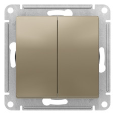 Переключатель 2-клавишный перекрестный, 2 x сх. 7, 10АХ Systeme Electric AtlasDesign Шампань ATN000573