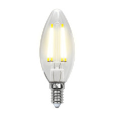 Лампа светодиодная филаментная (UL-00001373) Uniel E14 6W 4000K прозрачная LED-C35-6W/NW/E14/CL PLS02WH