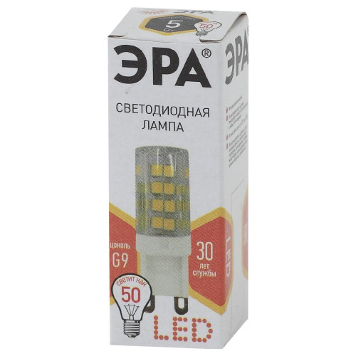 Лампа светодиодная Эра G9 5W 2700K LED JCD-5W-CER-827-G9 Б0027863